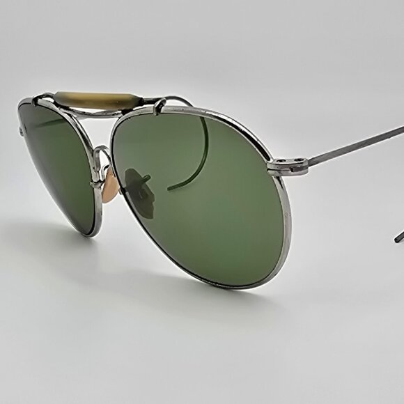 Rochester Optical R.O.C. AN6531 Ful-Vue 12 Nickel Plated WWII Aviator Sunglasses - Picture 1 of 16